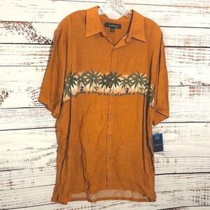 Croft&Barrow Men's burnt orange Hawaiian short sleeve button down shirt LG NWT